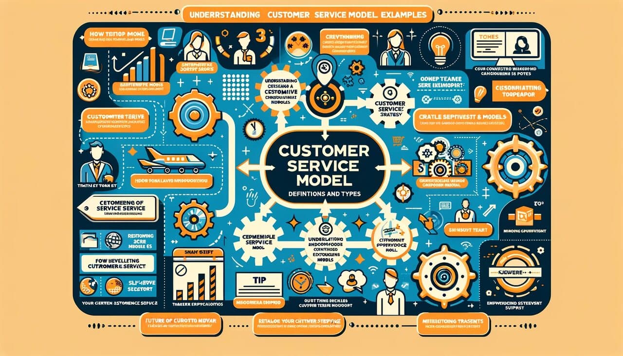Customer service model diagram showing structure and elements of an effective system.