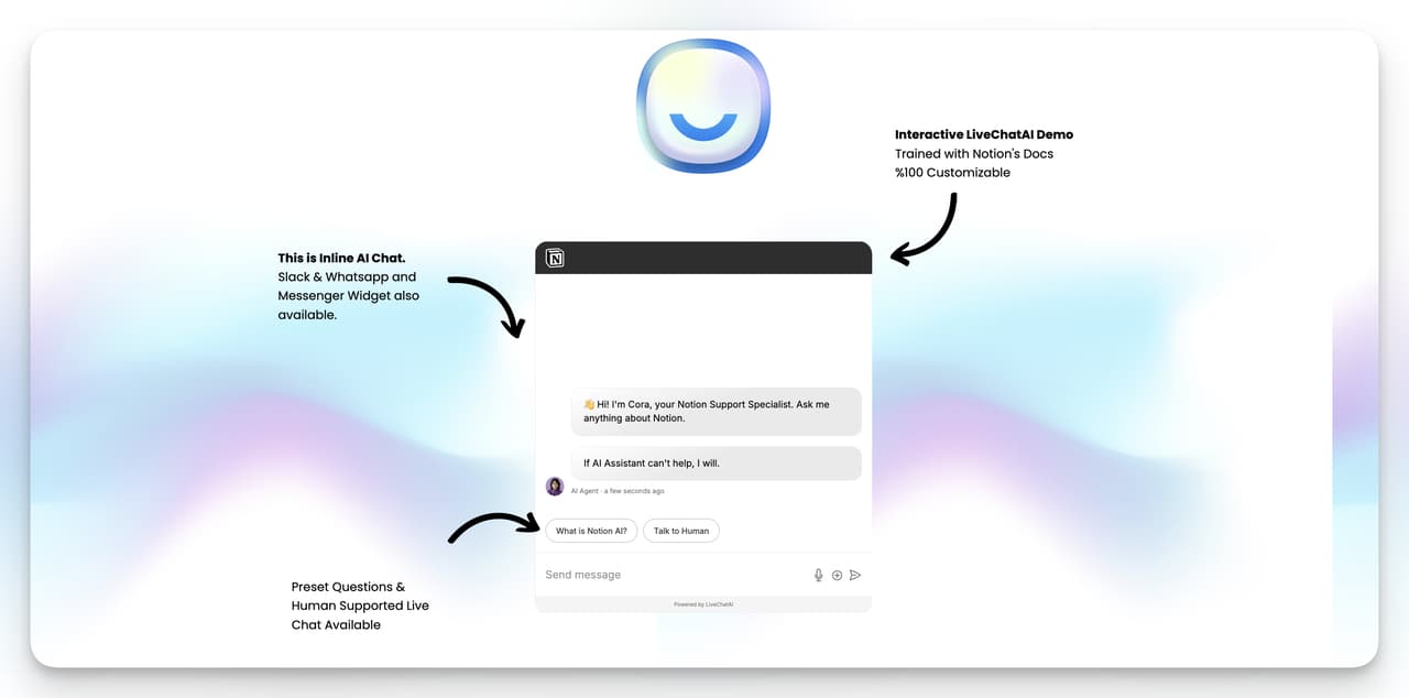 LiveChatAI providing AI customer support answer suggestions in a live chat interface
