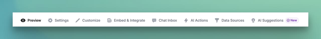LiveChatAI dashboard showing configuration options for the AI chatbot