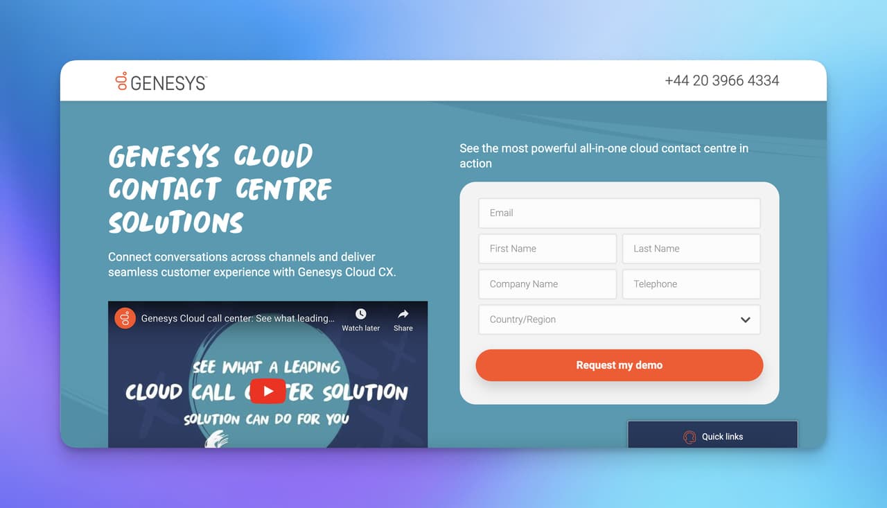 Genesys Cloud CX on a blue background