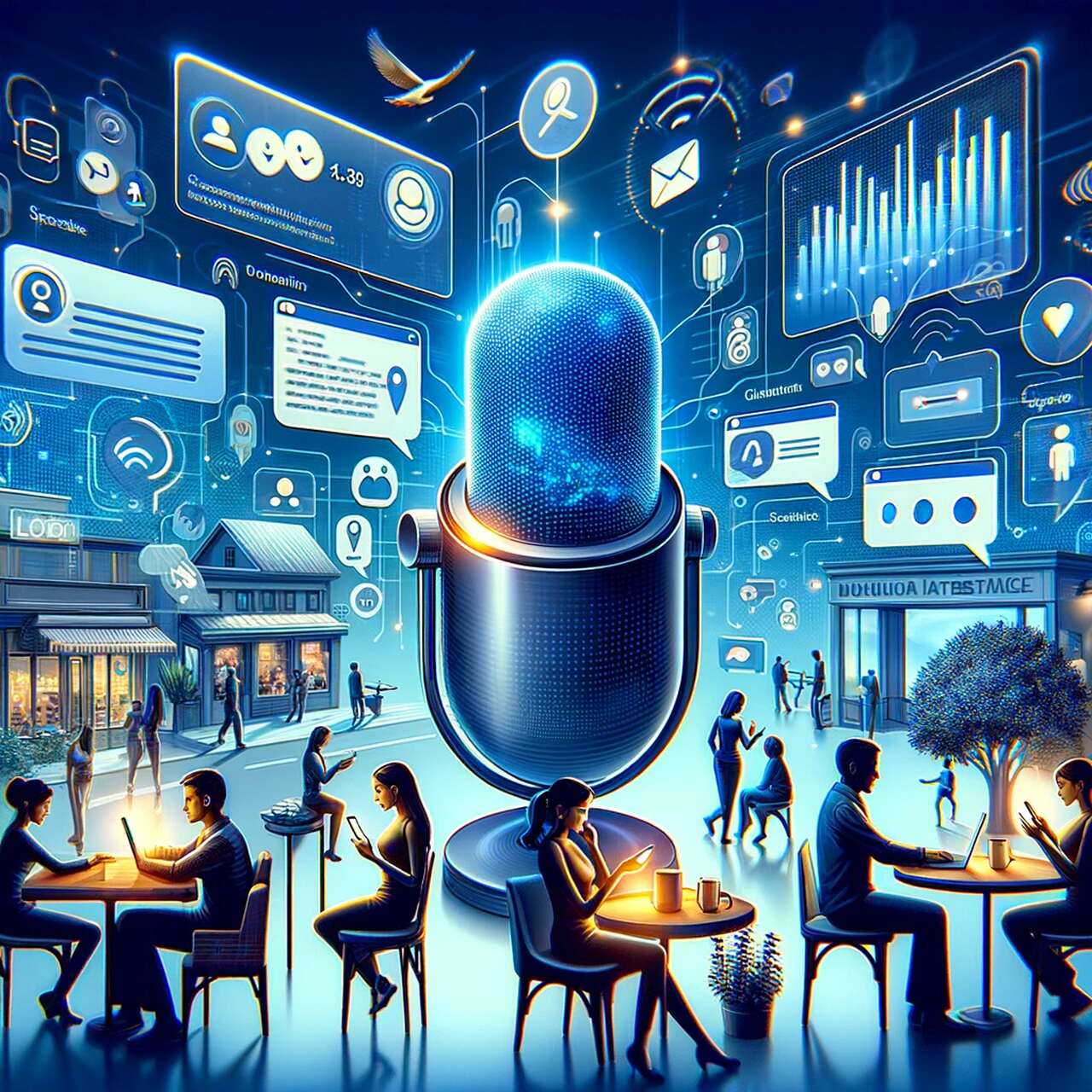 the microphone representation to display conversational interface