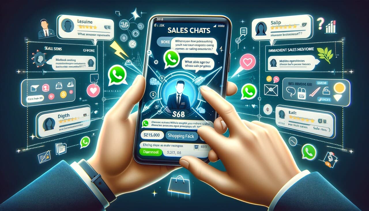 a hand holding the phone and using WhatsApp