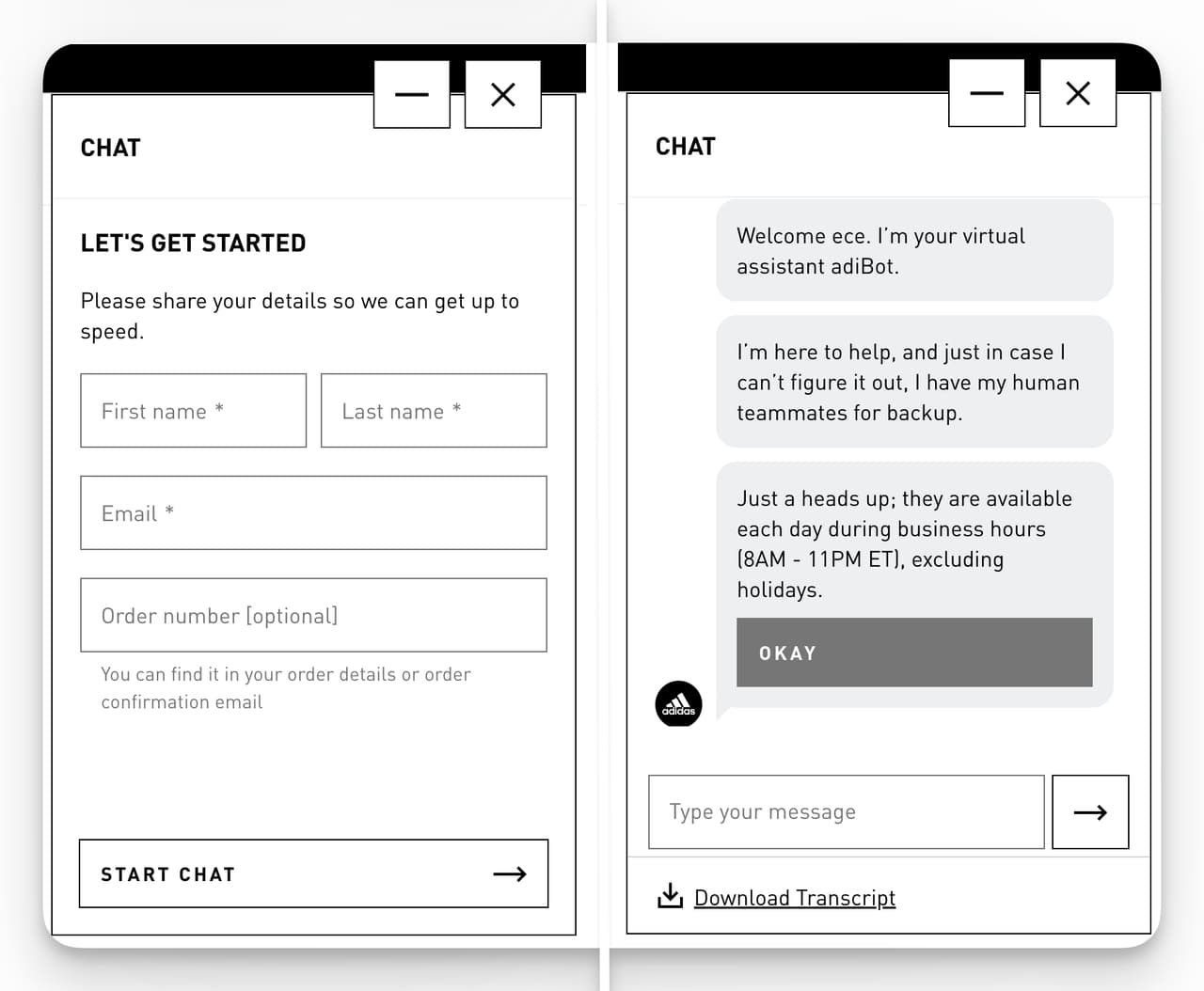 Real-World Example: Adidas’ Order Tracking Chatbot:
