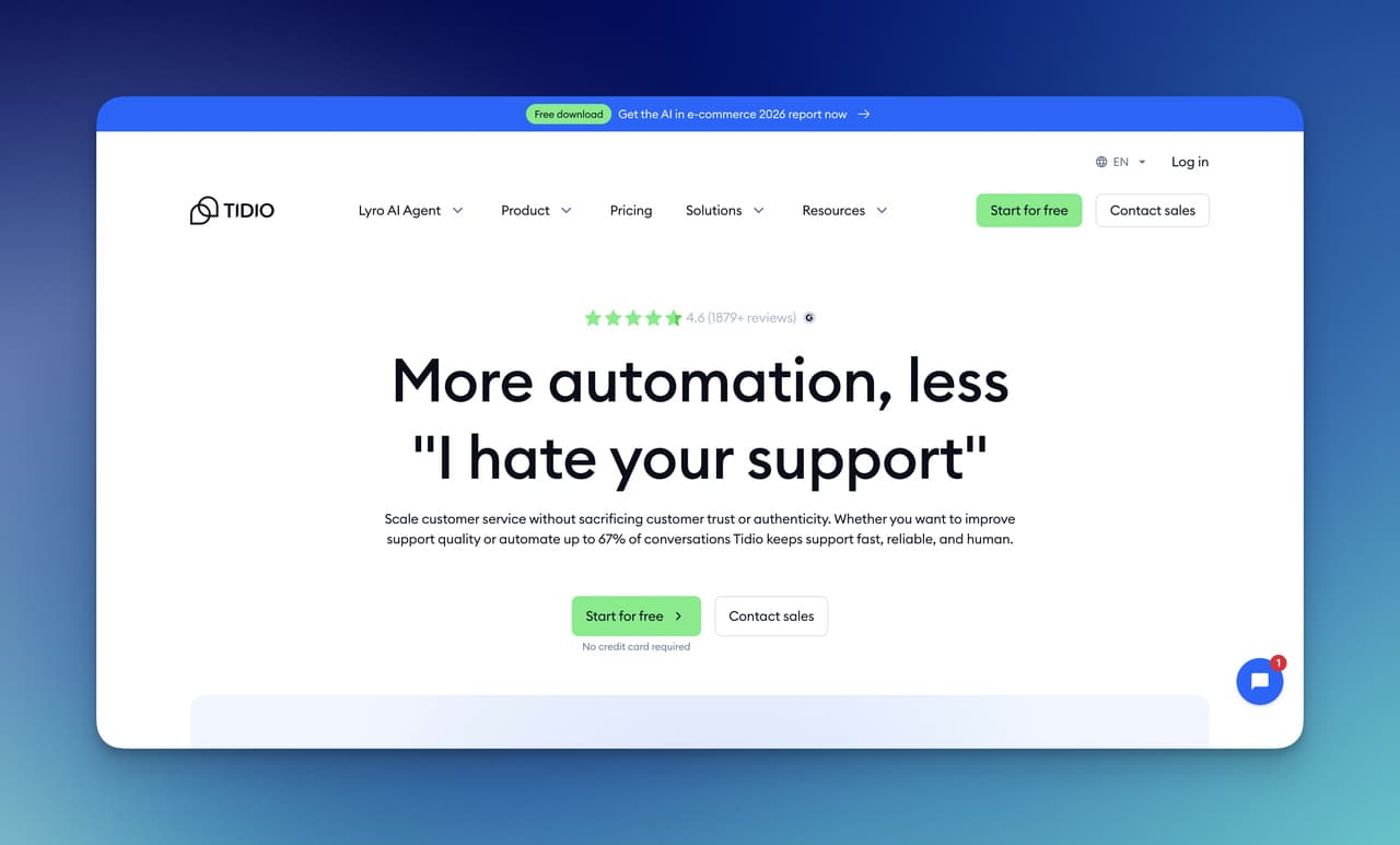 Tidio live chat and AI chatbot platform for ecommerce and small businesses