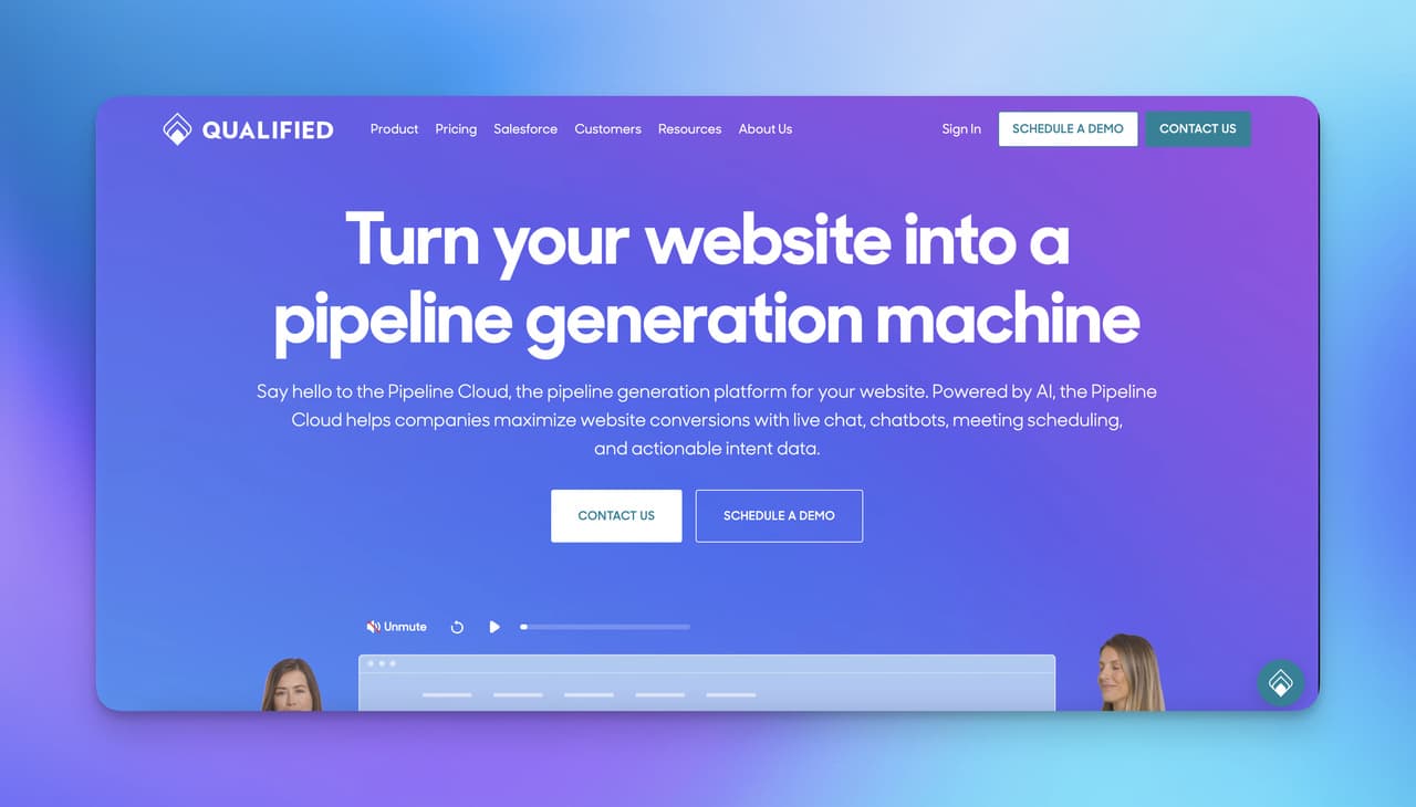 the homepage of Qualified with purple background