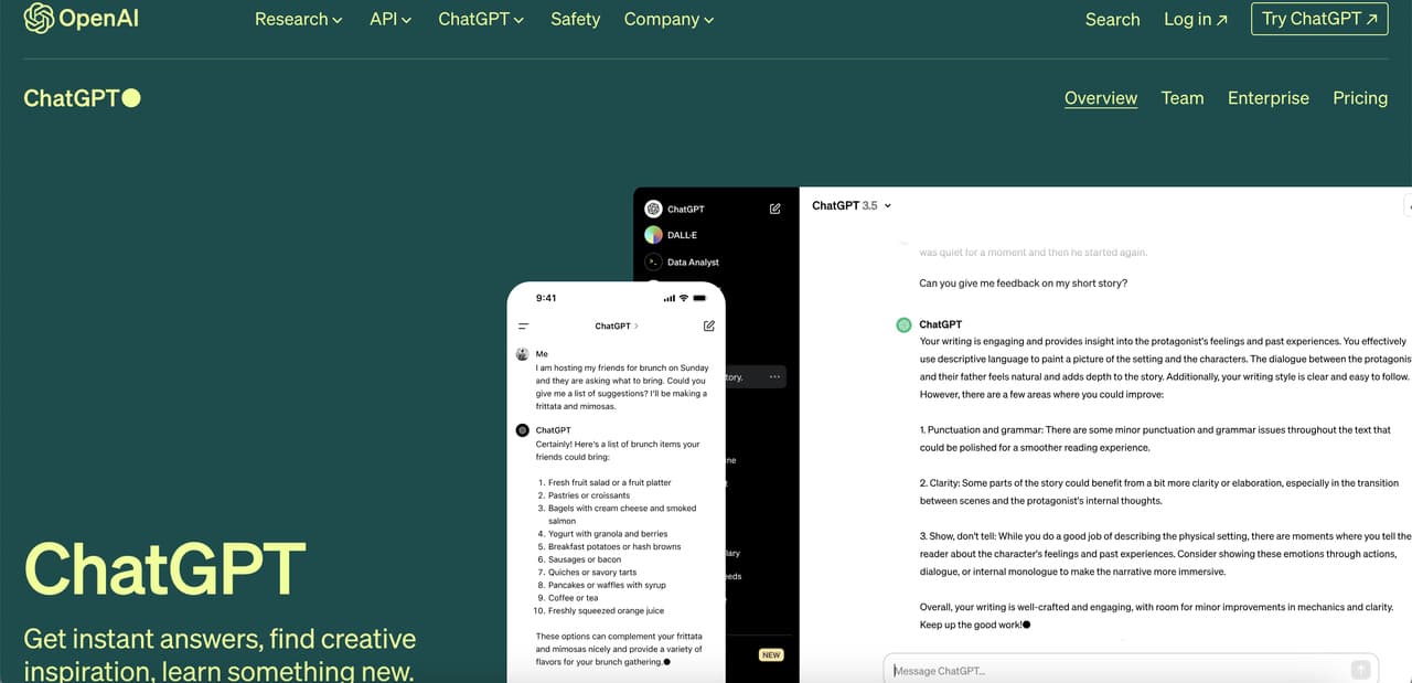 the homepage of ChatGPT