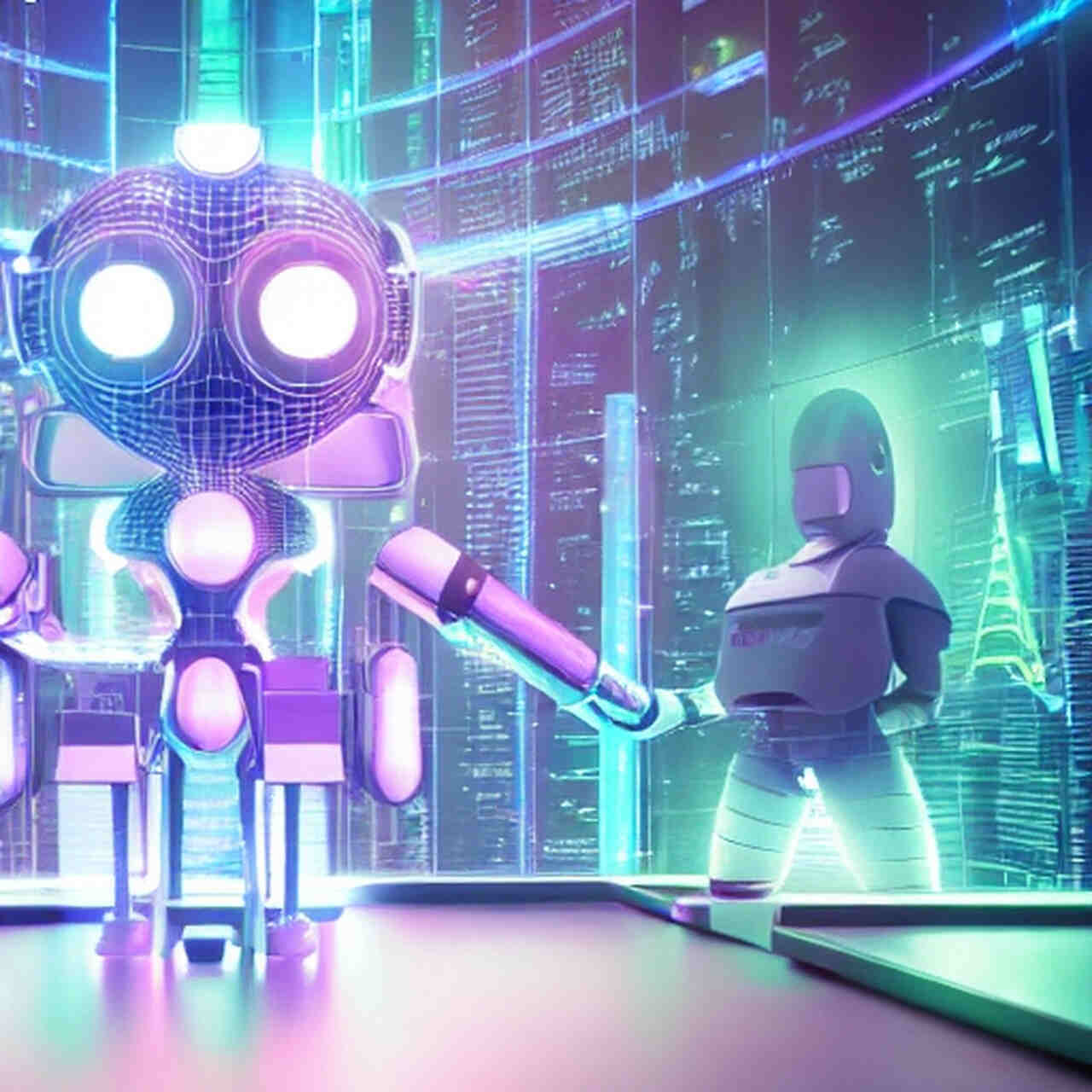 Illustration of a chatbot agency team assessing project efficiency and AI implementation expertise