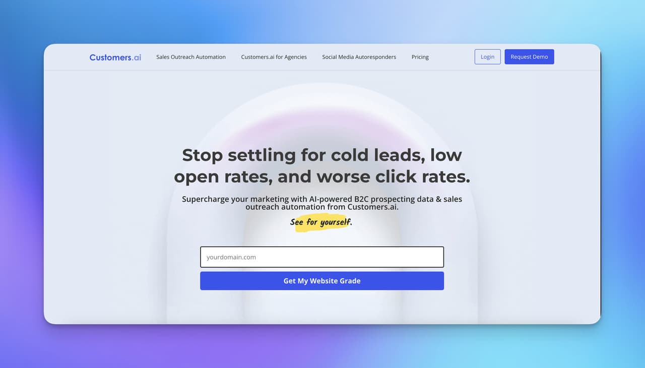 the optimized homepage of Customers.ai