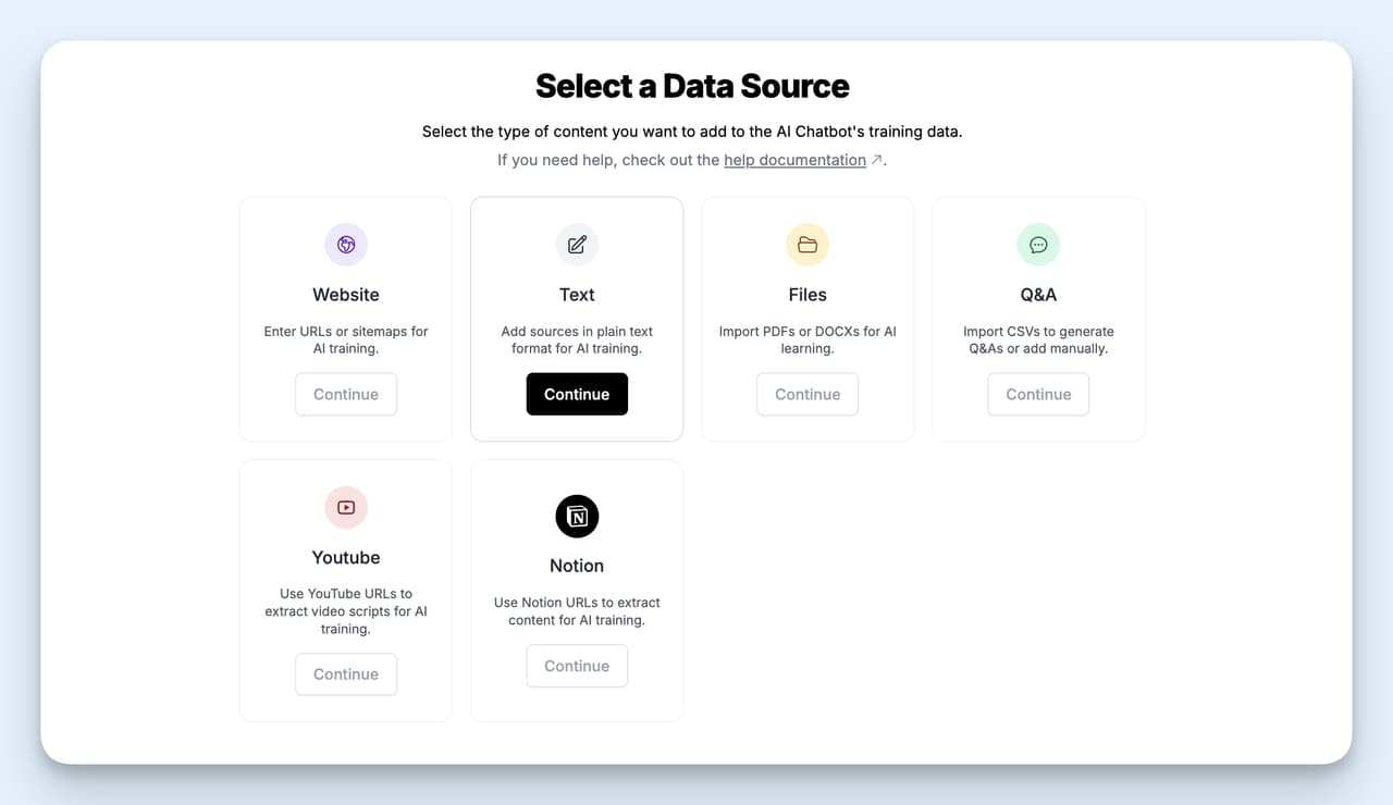 LiveChatAI data sources — websites, PDFs, and Q&A connectors that train the AI on your knowledge base
