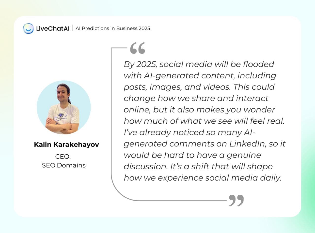 the prediction of Kalin Karakehayov for the AI impact on social media