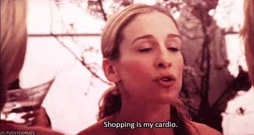 the scene of Carrie Bradshaw about shopping