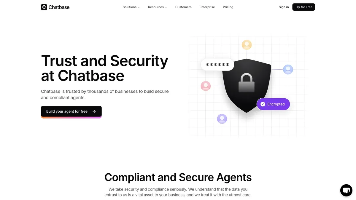 Chatbase homepage promoting no-code AI chatbot builder trained on your website content files and uploads