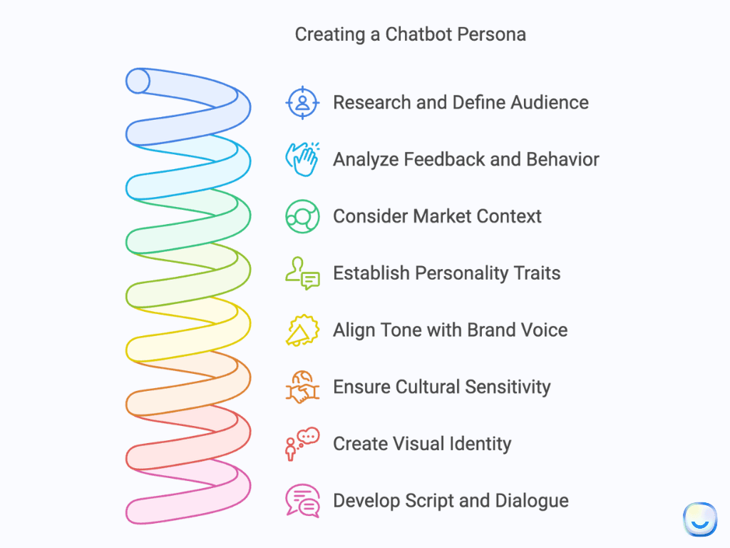 Step-by-step infographic showing the process to create a chatbot persona