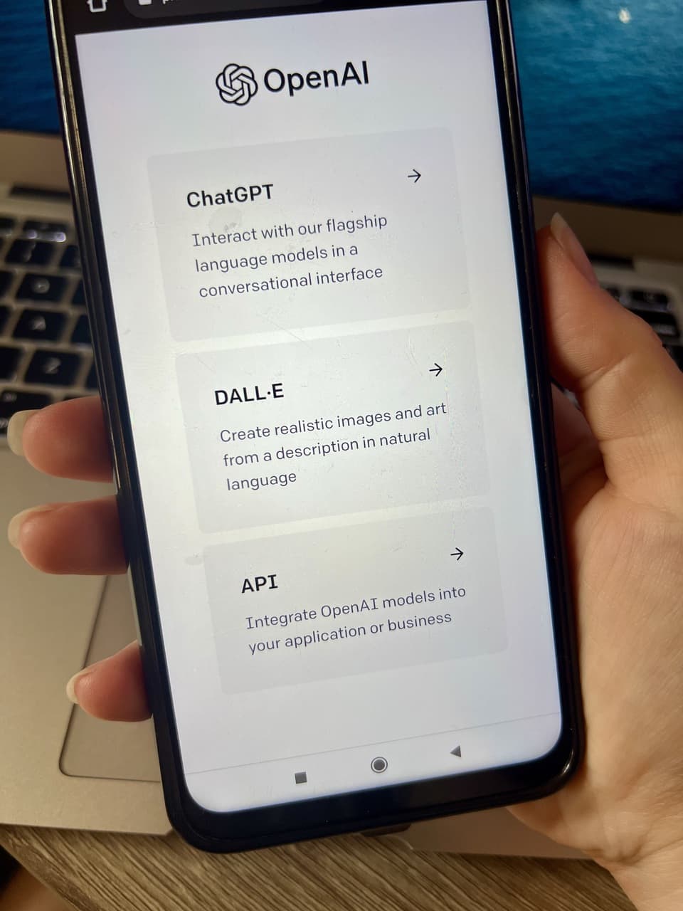 OpenAI app on a mobile phone