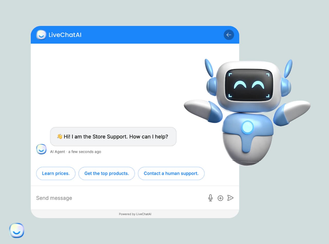 the representation of chatbot automation on LiveChatAI with a sample chatbot icon