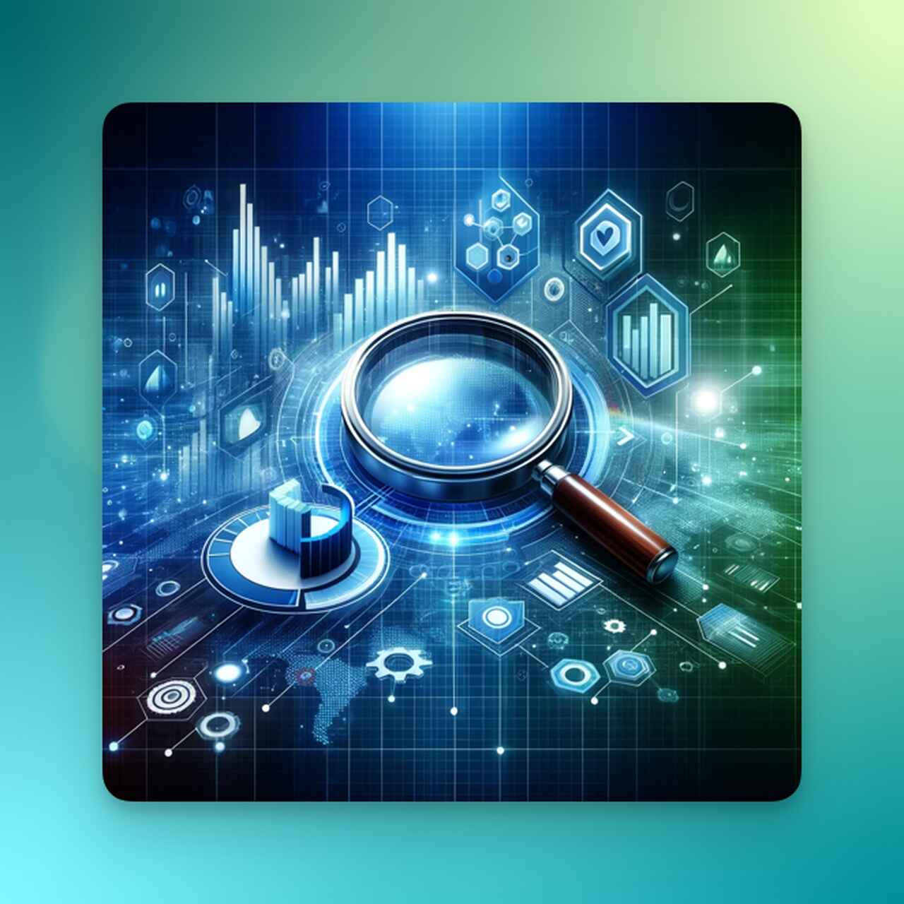 the magnifying glass with a blue background