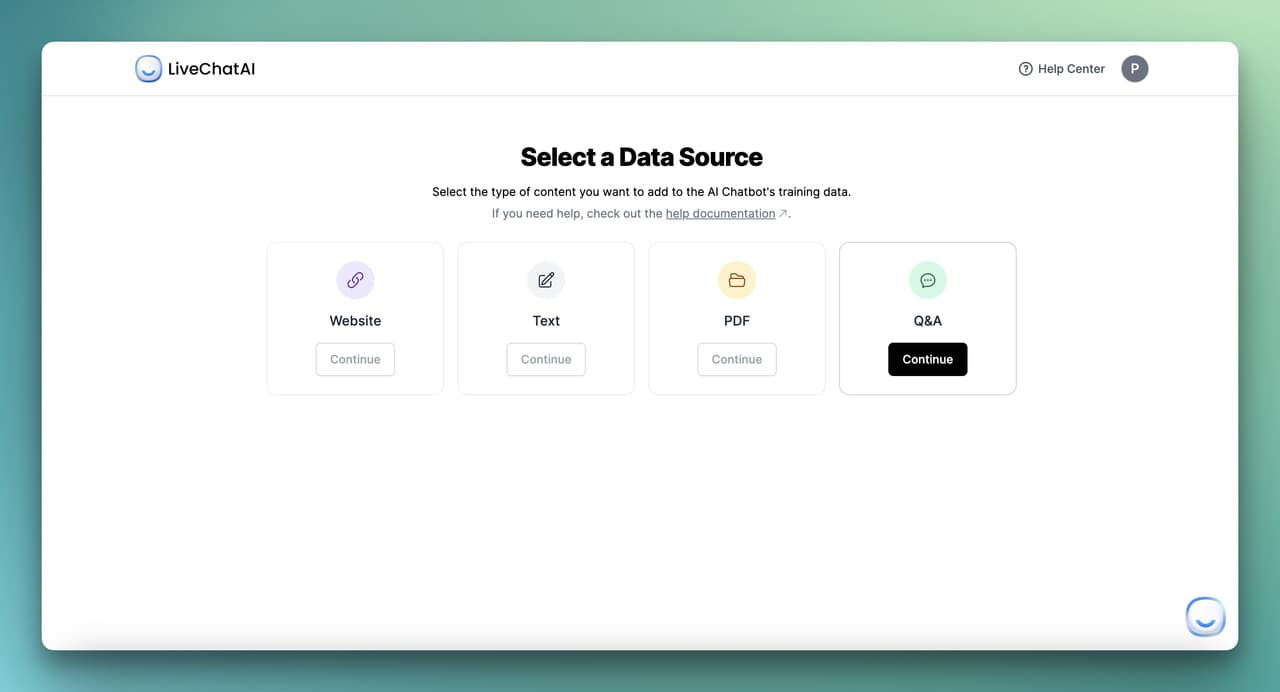 the data source area for Q&A chatbot