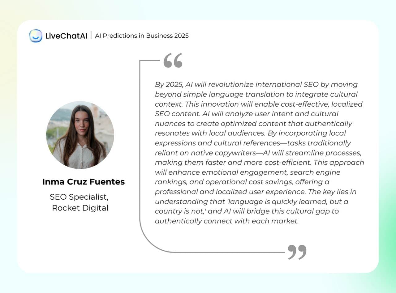 the prediction of Inma Cruz Fuentes about the place of AI in 2025