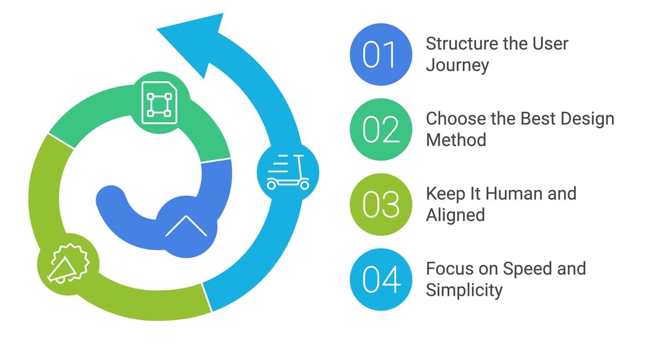 the conversational flow display with steps in order