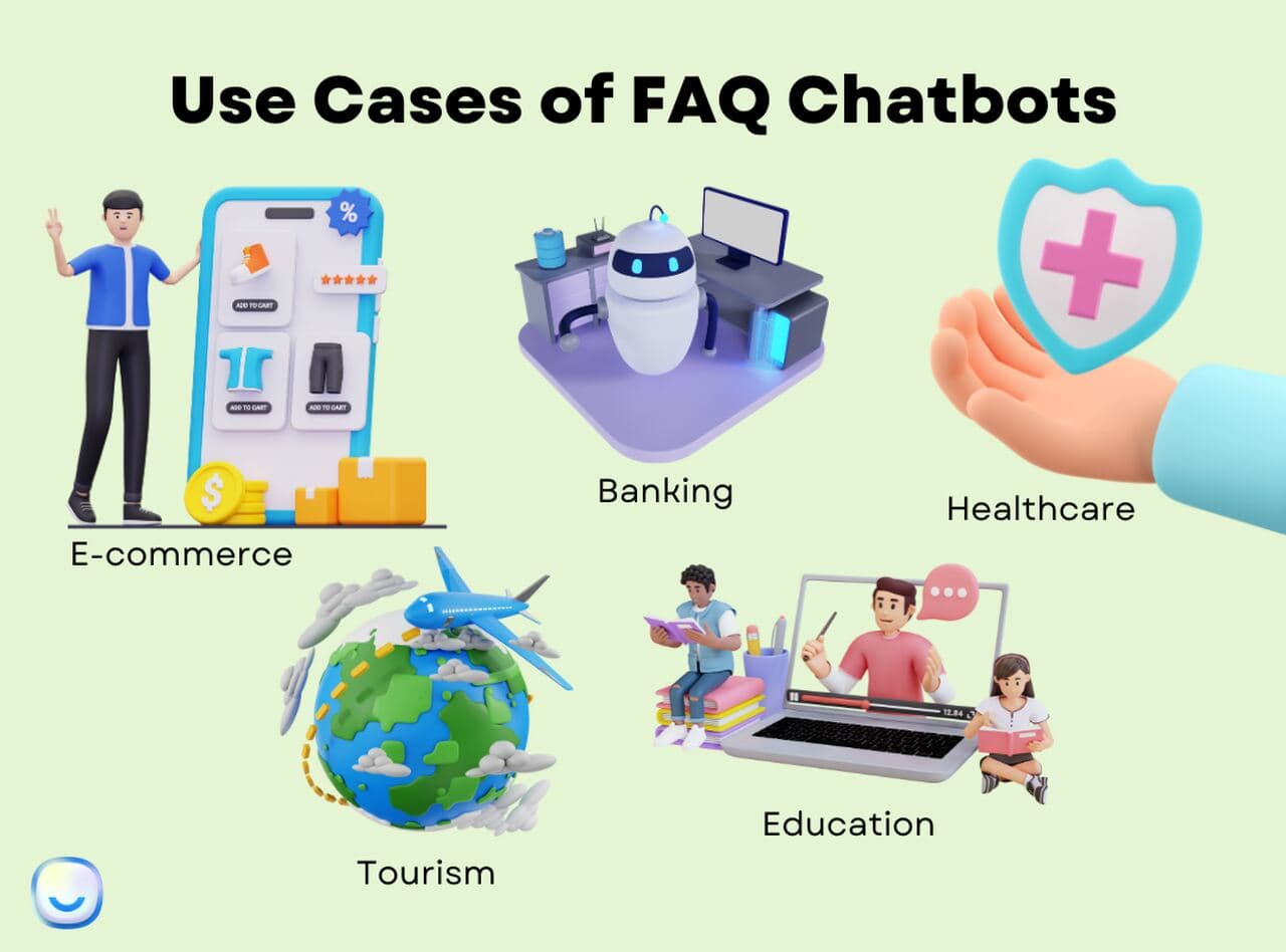 different industries illustration for the use cases of FAQ chatbots