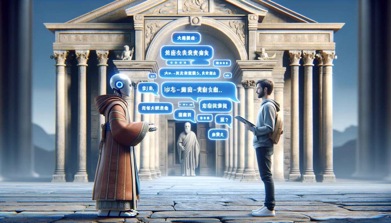 the AI chatbot and a human representation for language learning