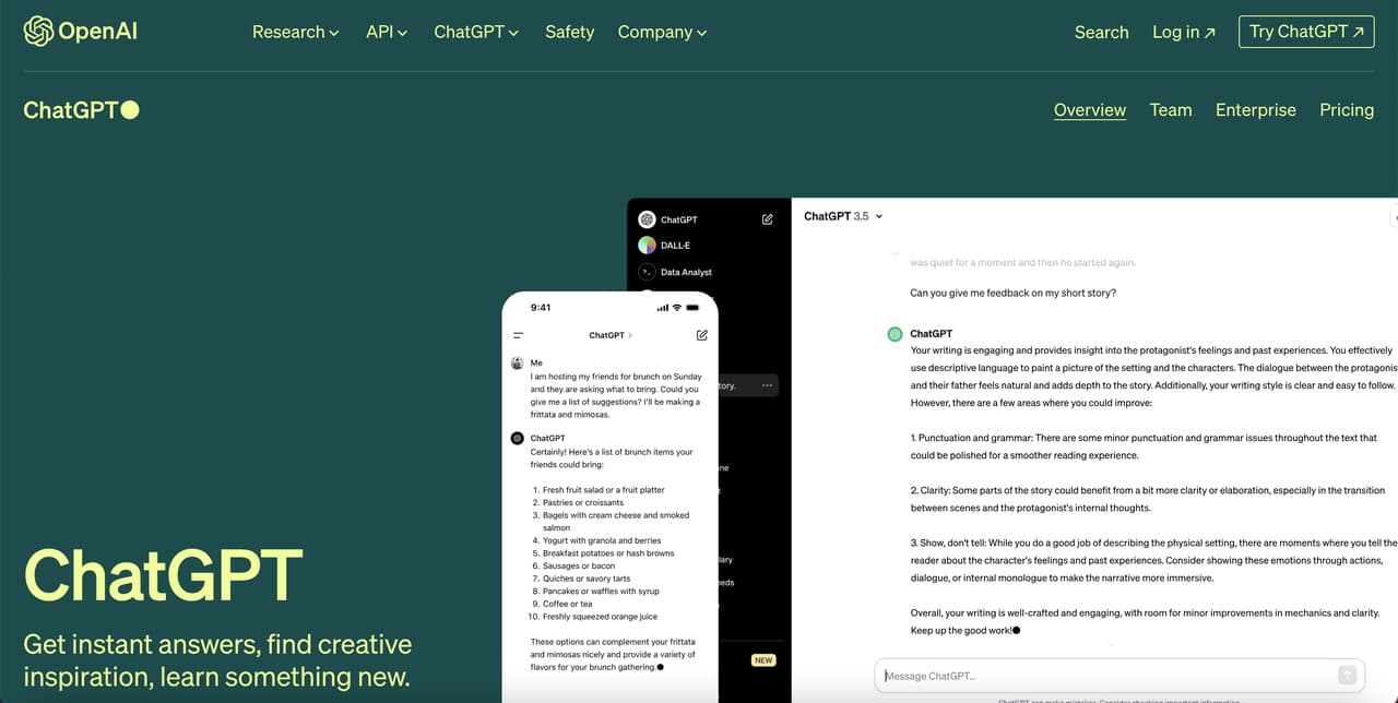 the ChatGPT page of OpenAI