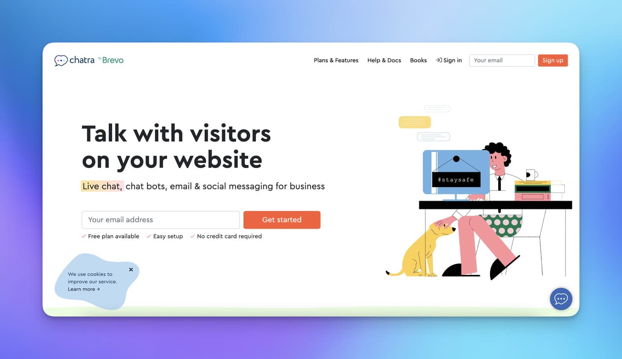 the homepage of Chatra which is a free LivePerson alternative