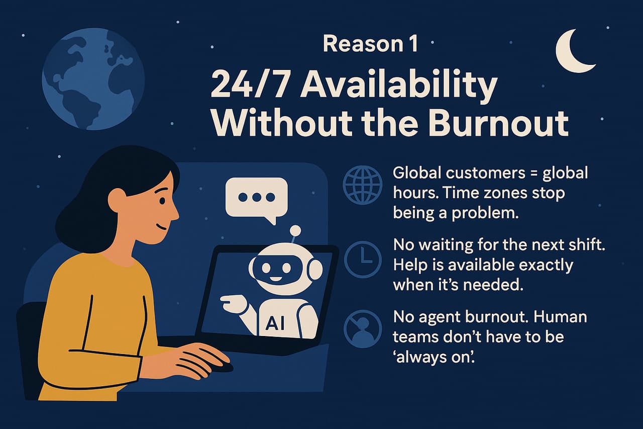 Image for the headline: "Reason 1: 24/7 Availability Without the Burnout"