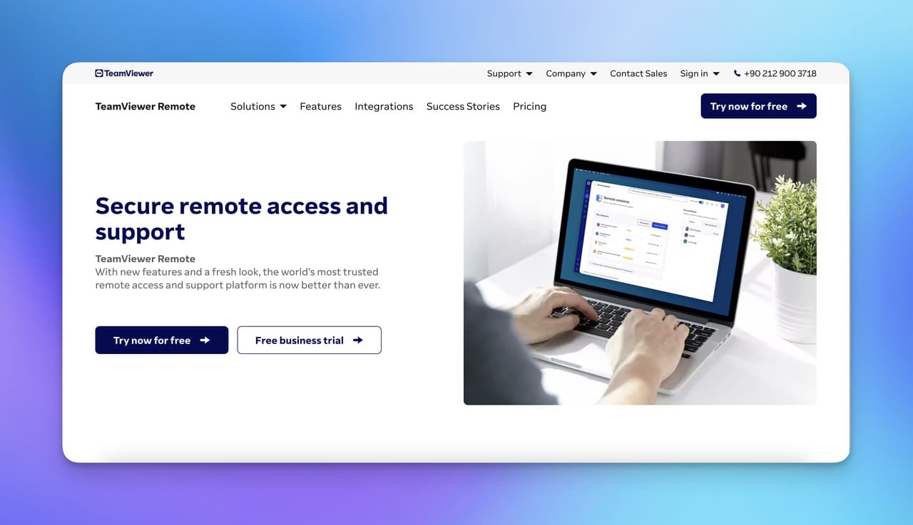 the homepage of TeamViewer Remote with a clear homepage