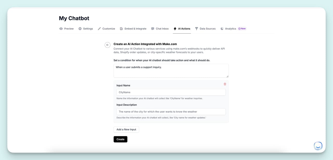 Add clear descriptions for each input field