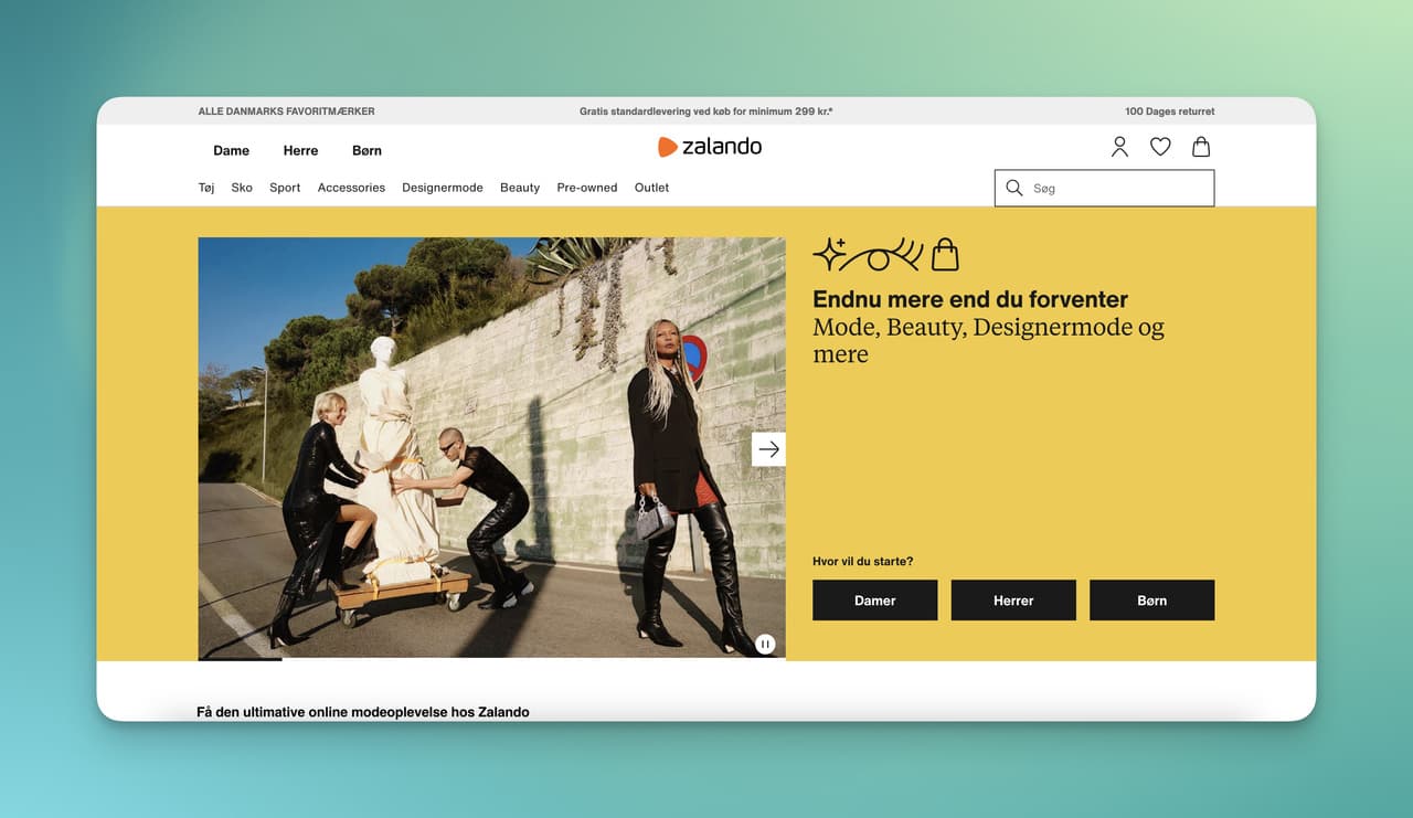 Zalando homepage — case study of AI chatbot deployment in B2C-to-B2B operations