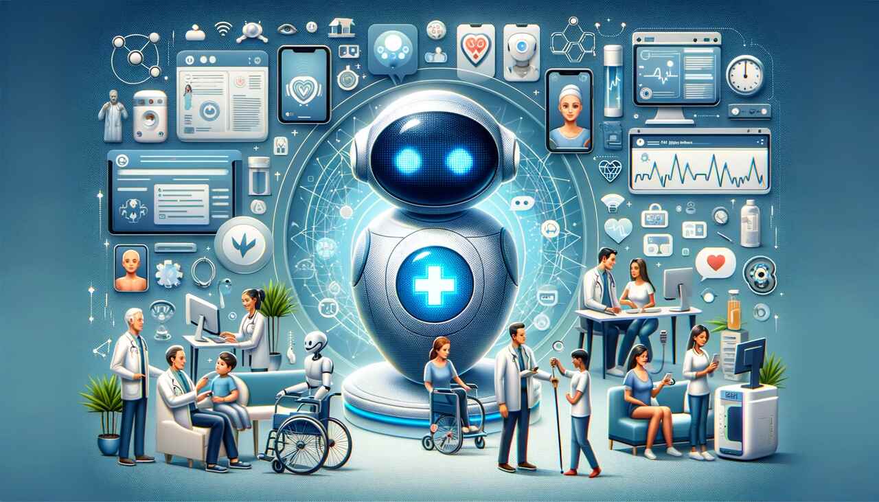 Healthcare AI chatbot interface monitoring a patient's vital signs and health status