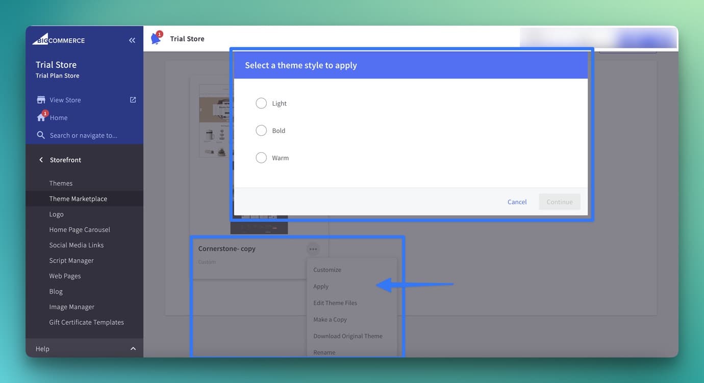 applying theme on the modal on BigCommerce