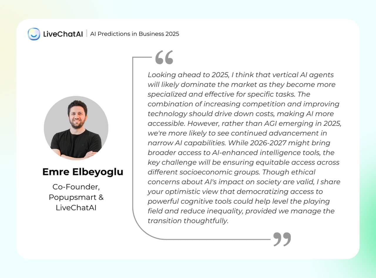 the prediction of Emre Elbeyoglu for the AI trends in business 2025