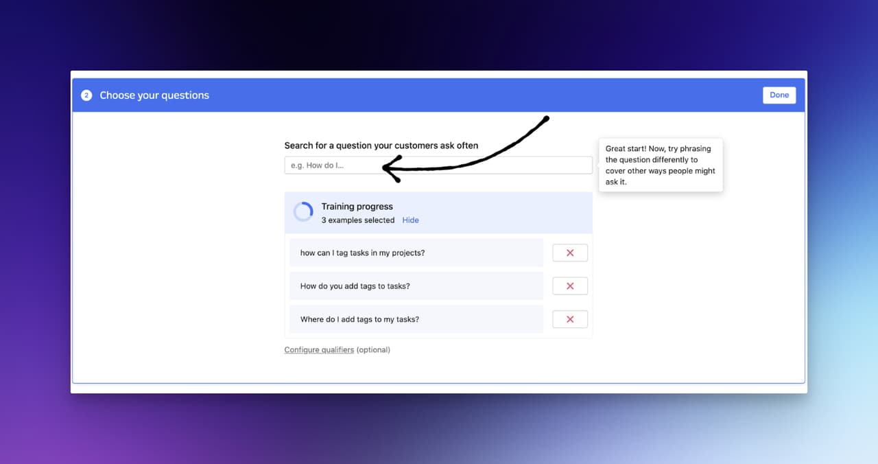 the training view of Intercom Fin