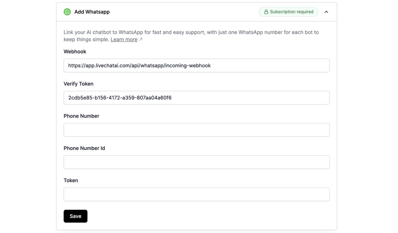 Adding WhatsApp part for adding new integration