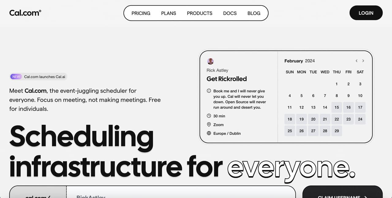 the homepage of Cal with a simple background