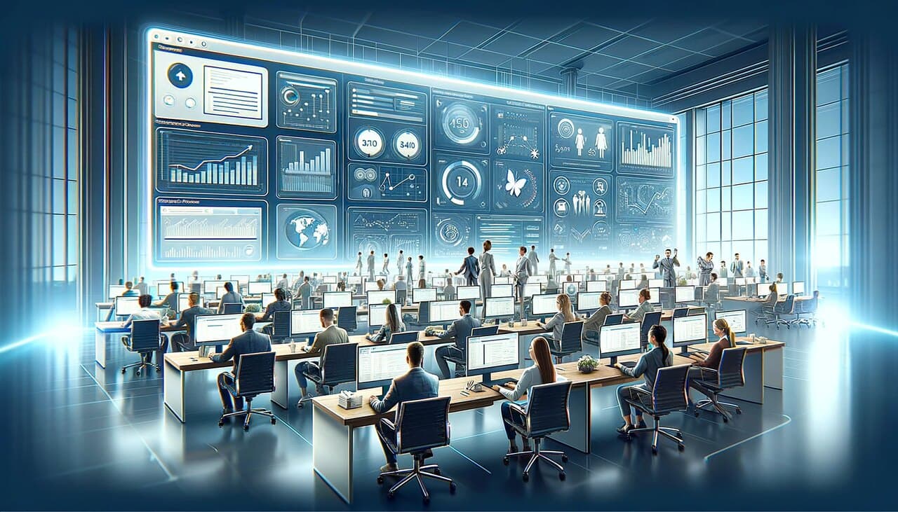 Support team working together inside a unified service desk software
