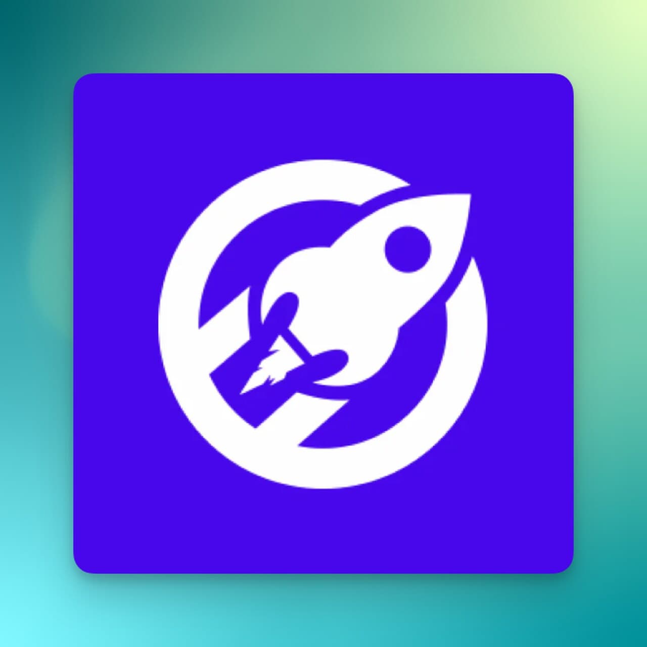 the rocket image on the purple background