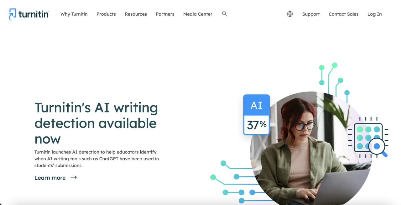 the AI plagiarism checker page of Turnitin