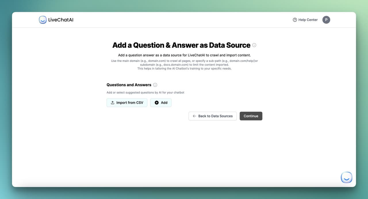 the adding source for training on LiveChatAI