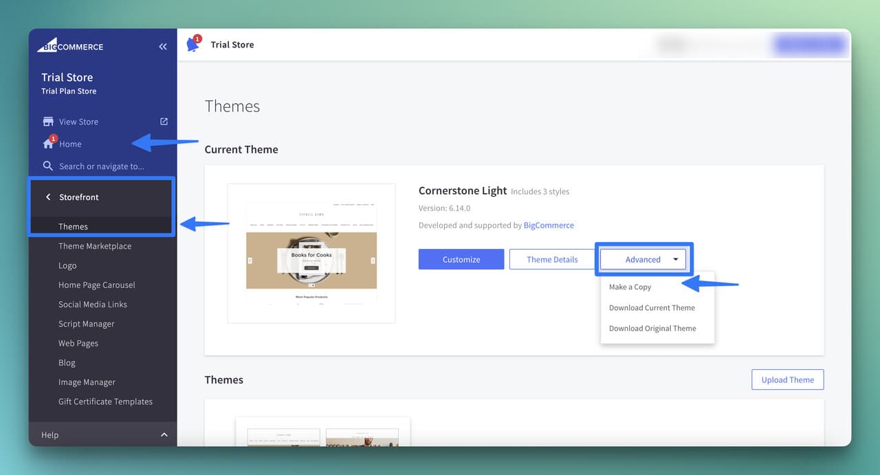 advanced setting for making a copy
