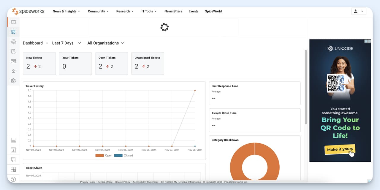 Freshdesk alternative: Spiceworks Cloud Help Desk is a free, IT-focused ticketing option