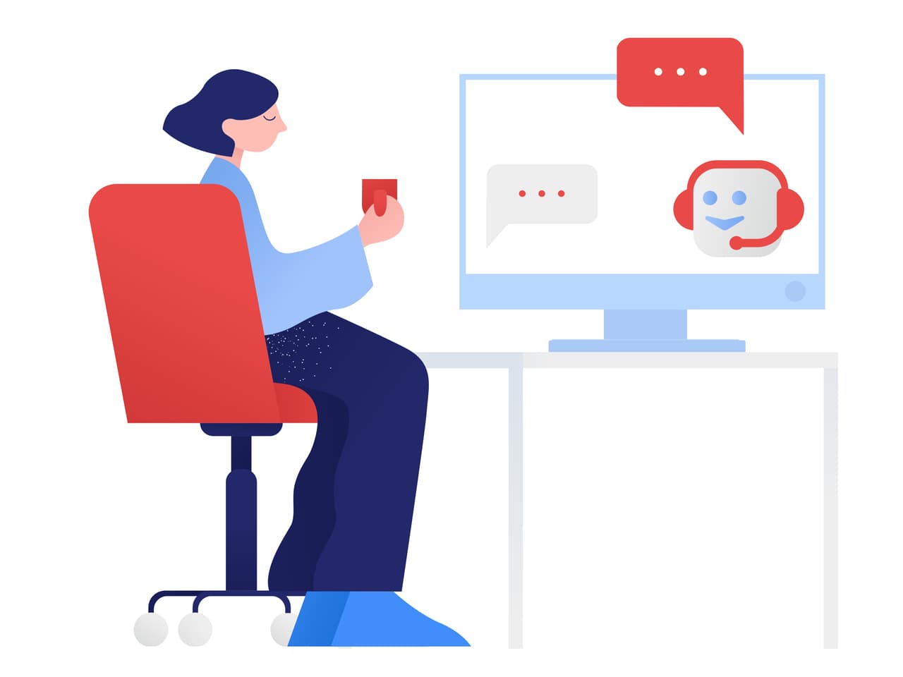 a woman giving instructions to a chatbot