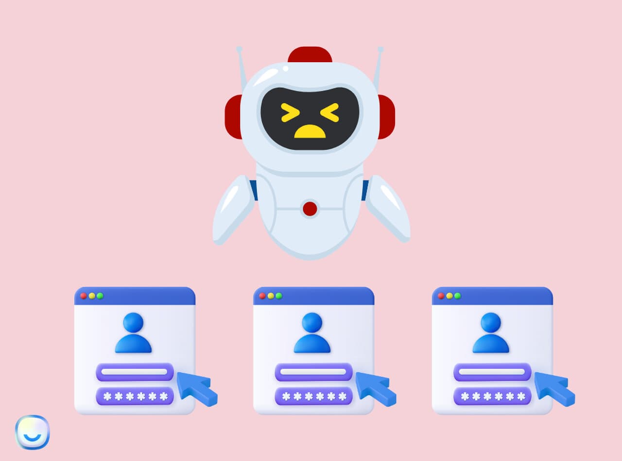 a disappointed AI chatbot choosing chatbot name on a red background