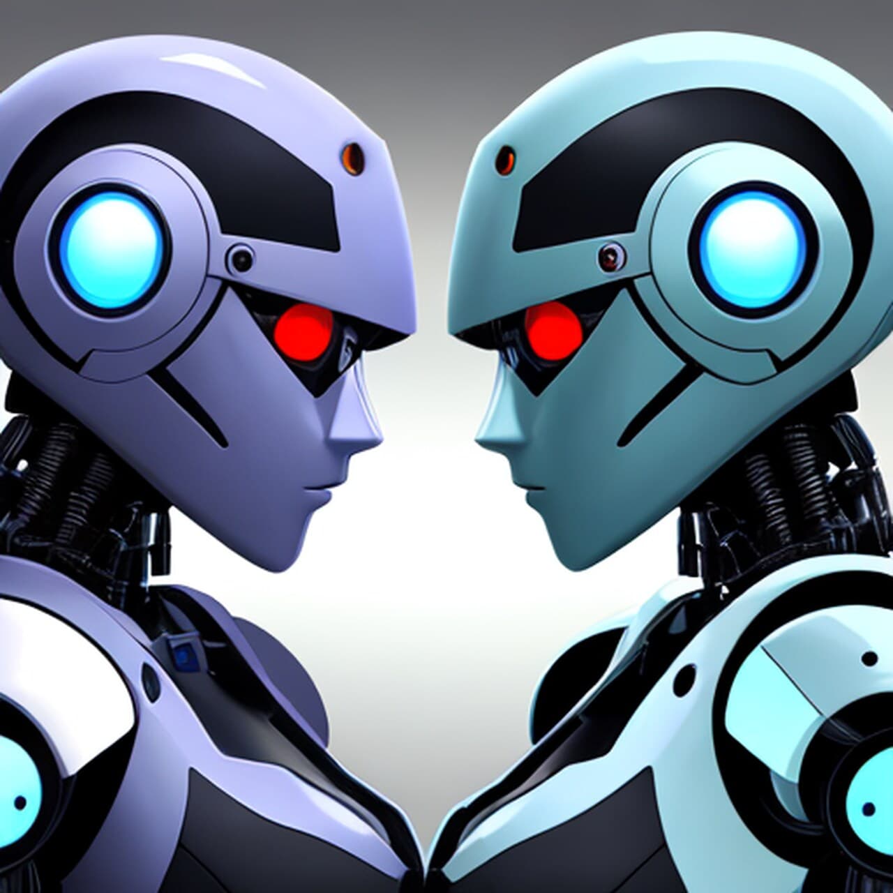 two robots looking at each other