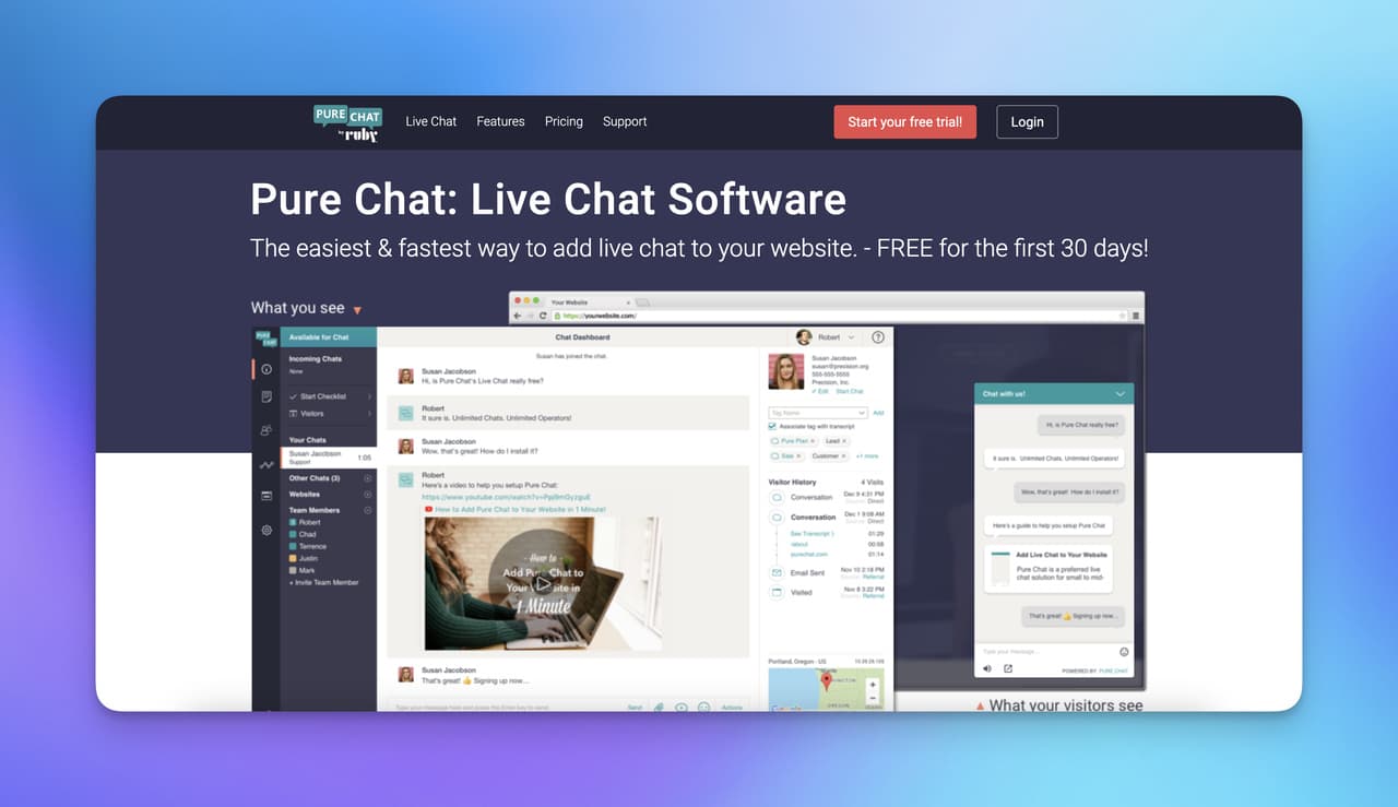 the homepage of Chatra which is a free LivePerson alternative