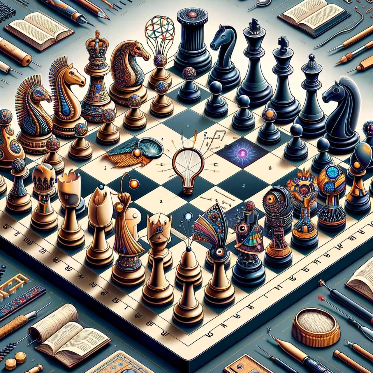 the chess board to represent and compare GPT and BERT