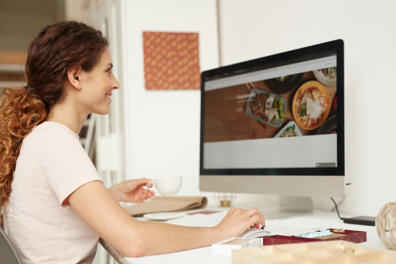 a woman dealing with a website and designing