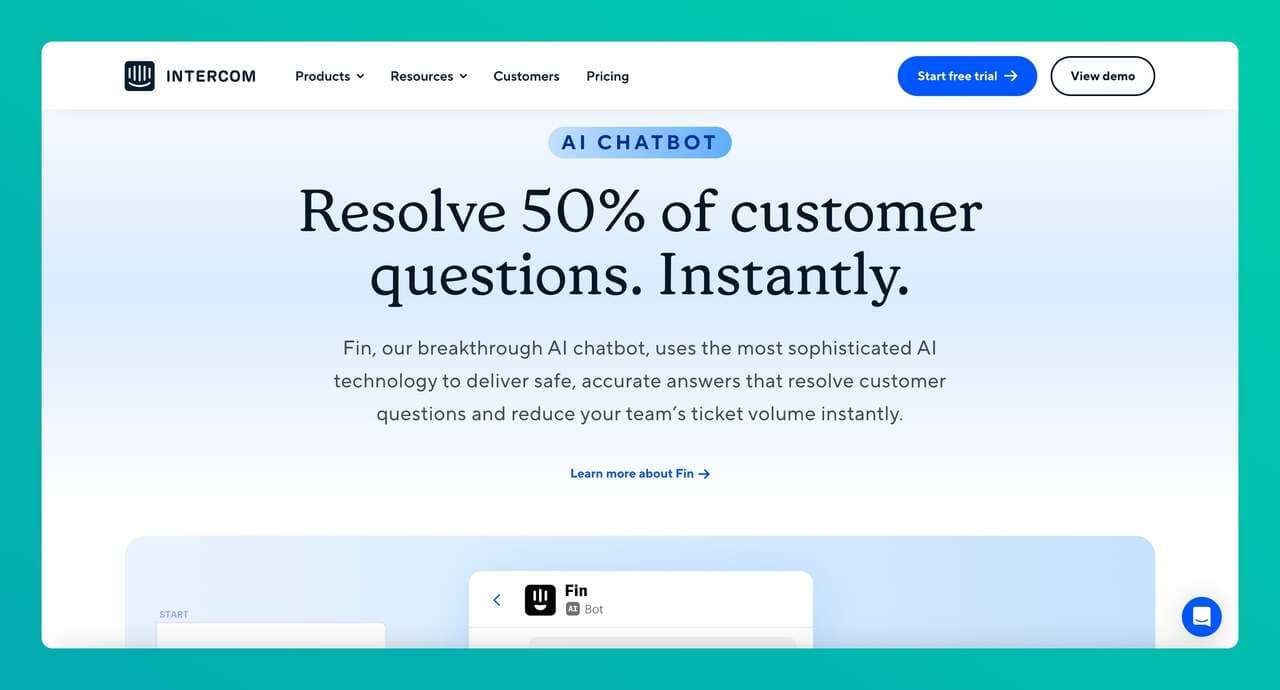 the Intercom's Fin chatbot